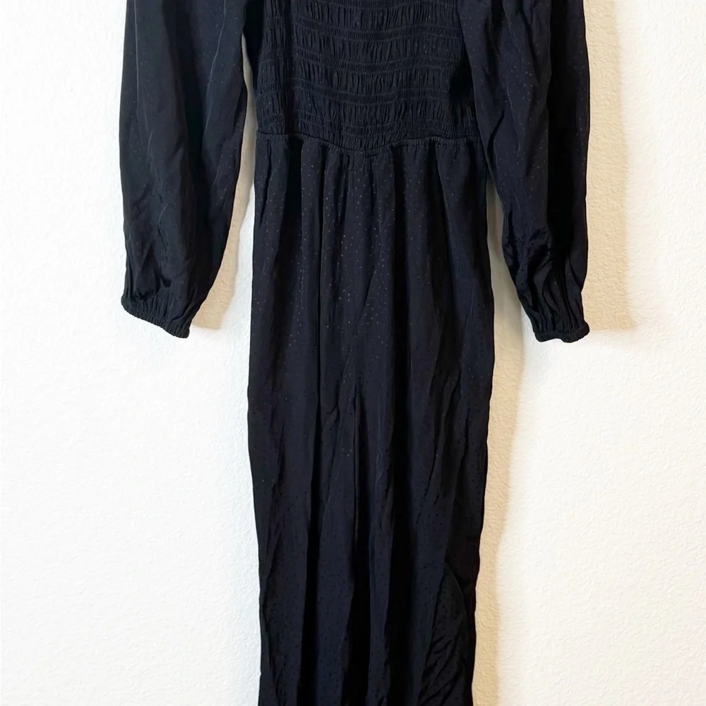 Madewell Lucie Tie-Back Long-Sleeve Jumpsuit in Black Star Jacquard Size 0 US - Picture 6 of 7